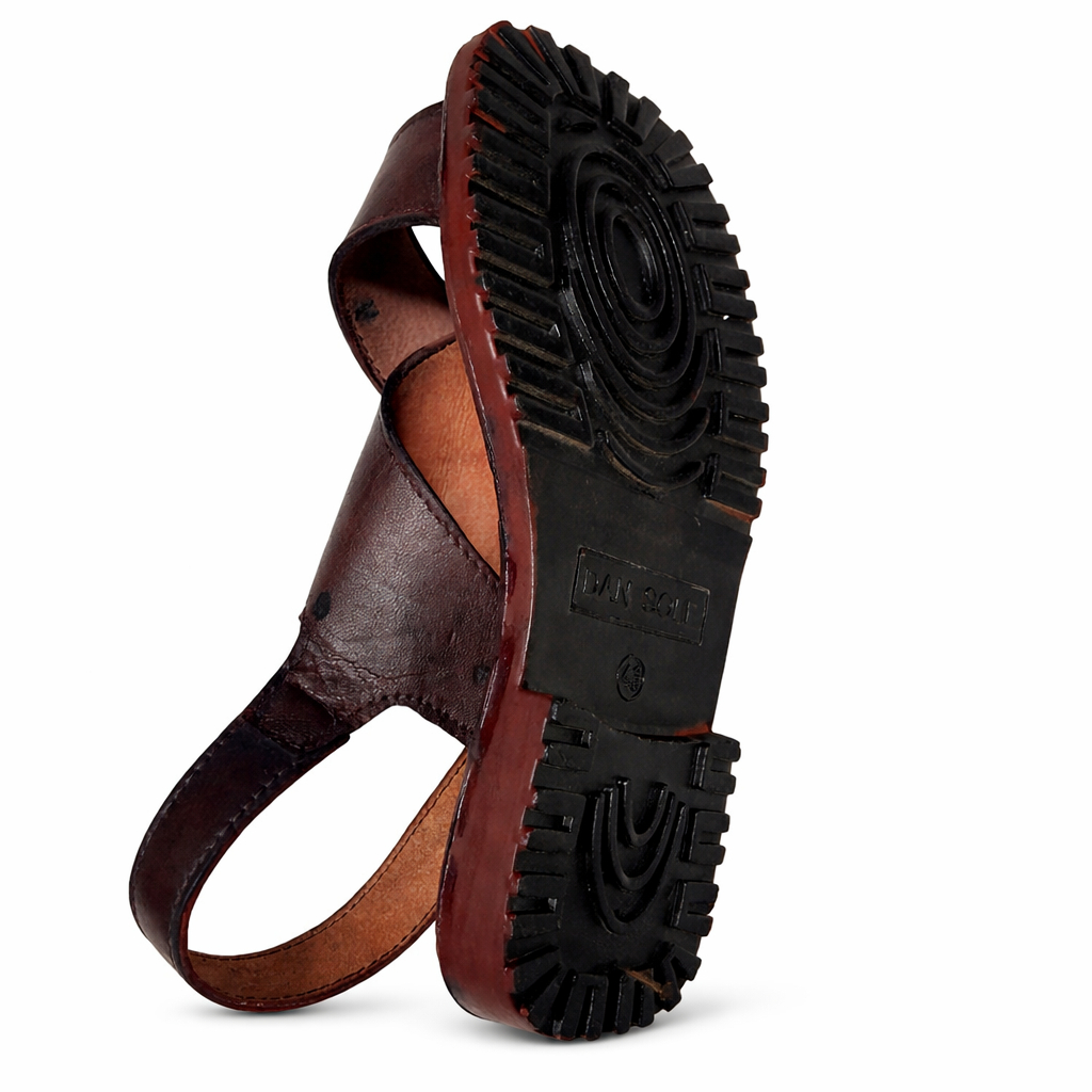 Mens Brown Leather Cross Strap Slingback Sandal